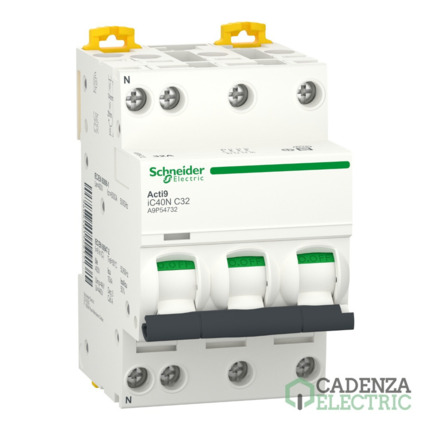 Compra Acti9 iC40N - disjuntor - 3P+N - 32A - Curva C - 6000A/10kA ref. A9P54732 Schneider Electric al mejor precio | Cadenza Electric
