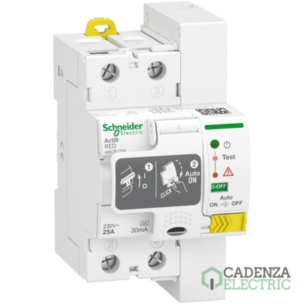 Compra Acti9 RED 2P 25A 30mA A ref. A9CR1225 Schneider Electric al mejor precio | Cadenza Electric