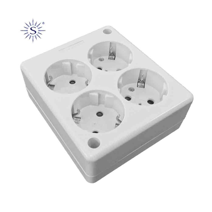 comprar BASE 4 TOMAS CUADRADA T/T LATERAL 16A 250V BLANCO SIN CABLE