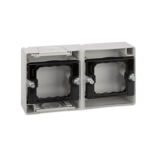 BASE CAJA ESTANCA GRIS 2 ELEMENTOS HORIZONTAL AQUA Simon ref. 4400761-035