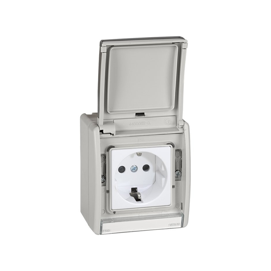 Simon 26432 – Base Presa Elettrica 2P Con Terra - Serie 28, Laterale, Colore Grigio