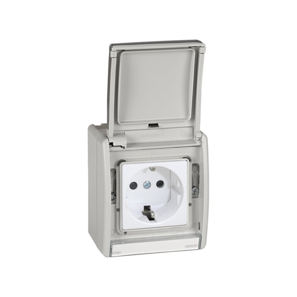 BASE ENCHUFE BIPOLAR CON T.T.LATERAL GRIS 10/16A 250V EMB.RAPIDO Simon ref. 4490432-035