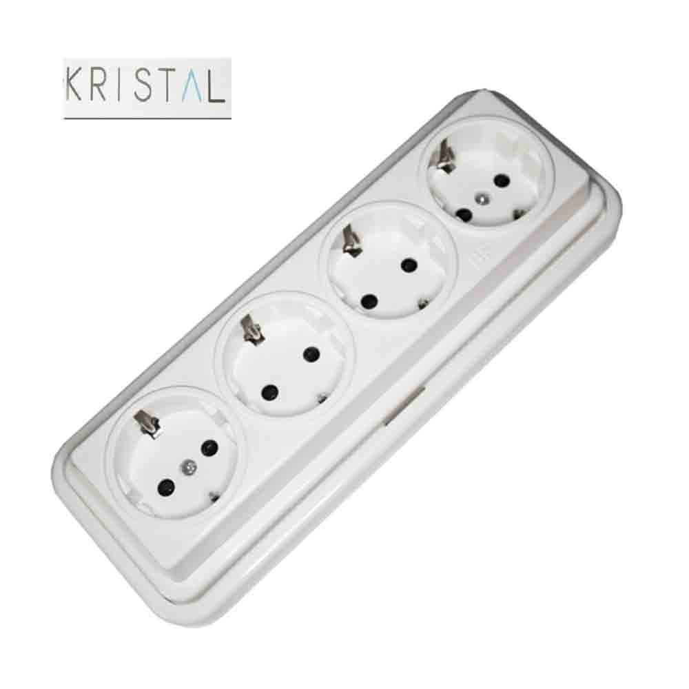 comprar BASE ENCHUFE SUPERF. 4 TOMAS T/T SERIE KRISTAL precio 12,3 €