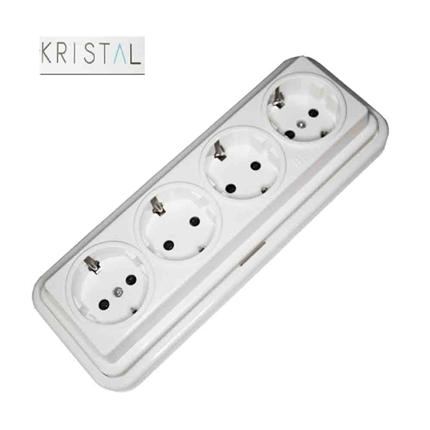 comprar BASE ENCHUFE SUPERF. 4 TOMAS T/T SERIE KRISTAL  precio 12,3 €