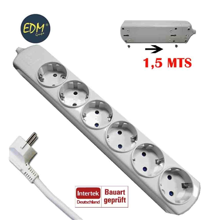 comprar BASE MULTIPLE 6 TOMAS EASY-FIX 3X1,5 1,5MTS T/TL 10/16A EDM