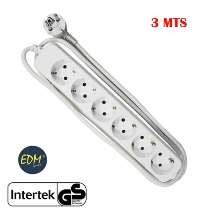 BASE MULTIPLE 6 TOMAS T/TL 3 MTS. MANG. 3x1,5mm  precio 9,32 €