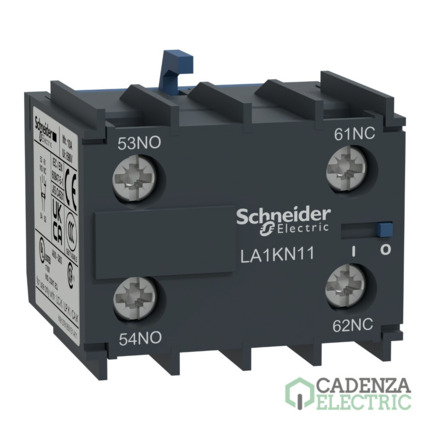 Compra Bloque de Contacto Auxiliar TeSys K 1NA + 1NC Terminales de Abrazaderas de Tornillo ref. LA1KN11 Schneider Electric al mejor precio | Cadenza Electric