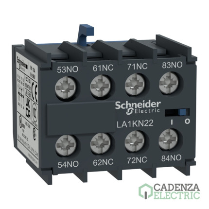 Compra Bloque de Contacto Auxiliar TeSys K 2 NA + 2 NC Terminales de Abrazadera de Tornillo ref. LA1KN22 Schneider Electric al mejor precio | Cadenza Electric