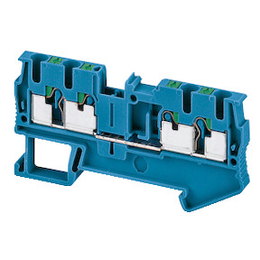 Bloque de terminales de paso - 2,5 mm² 24 A nivel único 2x2 Push-in - azul ref. NSYTRP24BL Schneider Electric [PLAZO 3-6 SEMANAS
