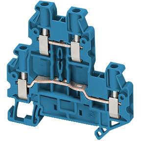 Bloque de terminales de paso - 4 mm² 30 A nivel doble 1x1 tornillo - azul ref. NSYTRV44DBL Schneider Electric [PLAZO 3-6 SEMANAS