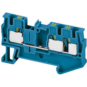 Bloque de terminales de paso Linergy - 4 mm² 32 A nivel único 1x2 Push-in - azul ref. NSYTRP43BL Schneider Electric [PLAZO 8-15