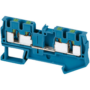 Bloque de terminales de paso Linergy - 4 mm² 32 A nivel único 2x2 Push-in - azul ref. NSYTRP44BL Schneider Electric [PLAZO 8-15