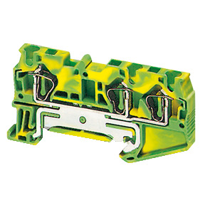 Bloque de terminales de tierra - 4mm² nivel único 1x2 resorte - amarillo verdoso ref. NSYTRR43PE Schneider Electric [PLAZO 8-15