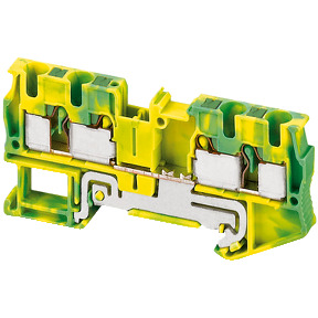 Bloque de terminales de tierra - 4mm² nivel único 2x2 Push-in - amarillo verdoso ref. NSYTRP44PE Schneider Electric [PLAZO 8-15