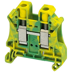 Bornera de tierra - 10 mm² 76 A nivel único 1x1 tornillo - amarillo verdoso ref. NSYTRV102PE Schneider Electric [PLAZO 8-15 DIAS