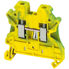 Bornera de tierra - 2,5 mm² nivel único 1x1 tornillo - amarillo verdoso ref. NSYTRV22PE Schneider Electric [PLAZO 3-6 SEMANAS]