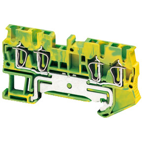 Bornera de tierra - 2,5 mm² nivel único 2x2 resorte - amarillo verdoso ref. NSYTRR24PE Schneider Electric [PLAZO 3-6 SEMANAS]