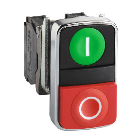 Cabeza pulsador doble ø 22 - verde rasante/rojo rasante con marcaje ref. ZB4BA7341 Schneider Electric