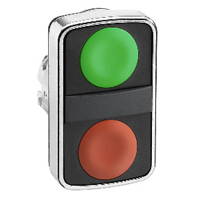 Cabeza pulsador doble ø 22 - verde rasante/rojo rasante ref. ZB4BA7340 Schneider Electric