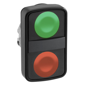 Cabeza pulsador doble ø 22 - verde rasante/rojo rasante ref. ZB4BA73407 Schneider Electric [PLAZO 3-6 SEMANAS]