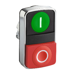 Cabeza pulsador doble ø 22 - verde rasante/rojo saliente con marcaje ref. ZB4BL7341 Schneider Electric