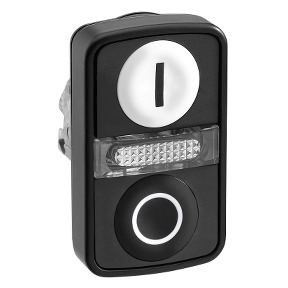 Cabeza pulsador doble luminoso ø22-blanco/negro luminoso c/marcaje ref. ZB4BW7A17217 Schneider Electric [PLAZO 3-6 SEMANAS]