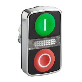 Cabeza pulsador doble luminoso ø22-verde rasante/rojo rasante luminoso c/marcaje ref. ZB4BW7A3741 Schneider Electric [PLAZO 8-15