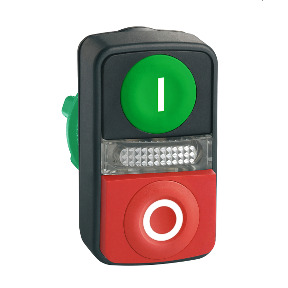 Cabeza pulsador doble luminoso ø22-verde/rojo saliente luminoso c/marcaje ref. ZB5AW7L3741 Schneider Electric