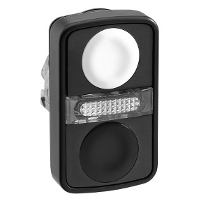 Cabeza pulsador luminoso doble ø 22 - blanco rasante/negro rasante ref. ZB4BW7A17207 Schneider Electric [PLAZO 3-6 SEMANAS]