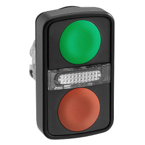 Cabeza pulsador luminoso doble ø 22 - verde rasante/rojo rasante ref. ZB4BW7A37407 Schneider Electric [PLAZO 3-6 SEMANAS]