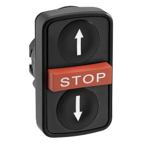 Cabeza pulsador triple ø22 - negro rasante/rojo saliente/negro rasante c/marcaje ref. ZB5AA72124 Schneider Electric [PLAZO 8-15