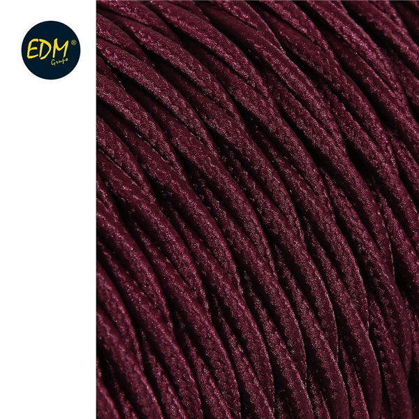 CABLE TEXTIL TRENZADO 2X0,75MM C-08 BURDEOS SEDA  25 METROS