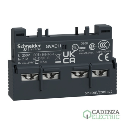 Compra Contacto Auxiliar Frontal 1Na+1Nc ref. GVAE11 Schneider Electric al mejor precio | Cadenza Electric