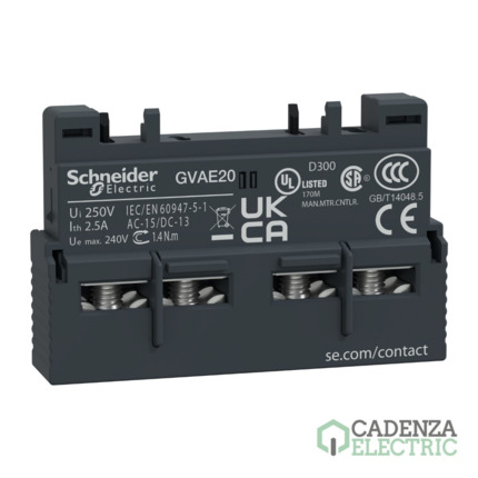Compra Contacto Auxiliar TeSys GV 2 NA ref. GVAE20 Schneider Electric al mejor precio | Cadenza Electric