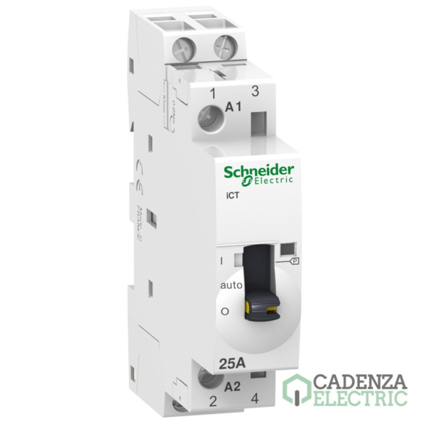 Contactor modular Acti9 iCT 25 A 2 P 2 NA 230/240V CA con mando manual ref. A9C21732 Schneider Electric