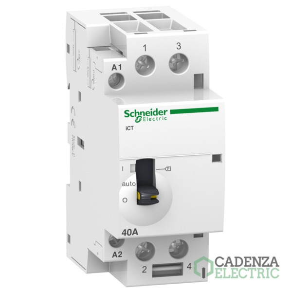 Contactor modular Acti9 iCT 40 A 2 P 2 NA 230/240V CA con mando manual ref. A9C21842 Schneider Electric