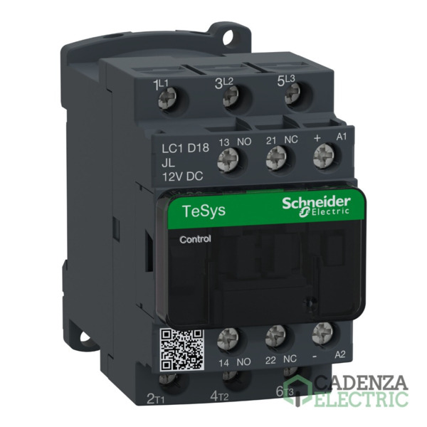 Contactor Tesys D - 3P(3 NA) - AC-3 - <= 440 V 18 A - 12 V CC bobina ref. LC1D18JL Schneider Electric