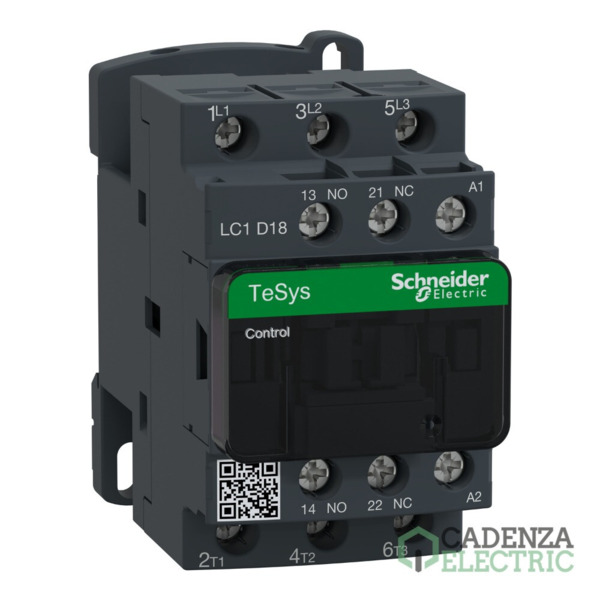 Contactor Tesys D - 3P(3 NA) - AC-3 - <= 440 V 18 A - 380 V CA bobina ref. LC1D18Q7 Schneider Electric