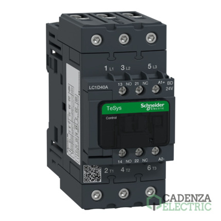 Compra Contactor Tesys D - 3P(3 NA) - AC-3 - <= 440 V 40 A - 24 V CC bobina standard ref. LC1D40ABD Schneider Electric al mejor precio | Cadenza Electric