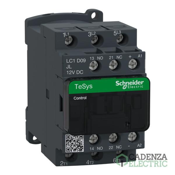 Contactor TeSys D - 3P(3 NA) - AC-3 - <= 440 V 9 A - 12 V CC bobina ref. LC1D09JL Schneider Electric