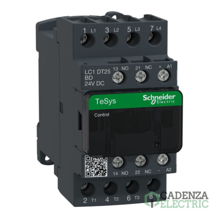 Compra Contactor Tesys D - 4P(4 NA) - AC-1 - <= 440 V 25 A - 24 V CC bobina standard ref. LC1DT25BD Schneider Electric al mejor precio | Cadenza Electric