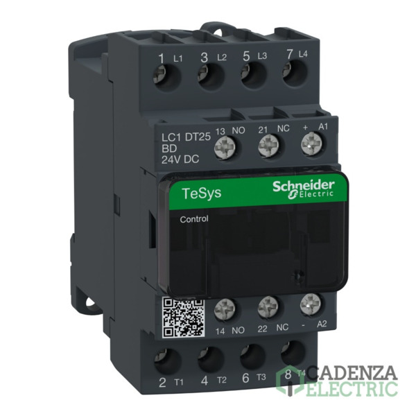 Contactor Tesys D - 4P(4 NA) - AC-1 - <= 440 V 25 A - 24 V CC bobina standard ref. LC1DT25BD Schneider Electric