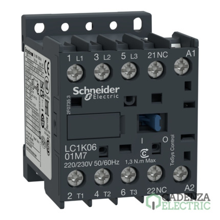 Compra Contactor TeSys K - 3P(3 NA) - AC-3 - <= 440 V 12 A - 24 V bobina CA ref. LC1K1201B7 Schneider Electric al mejor precio | Cadenza Electric