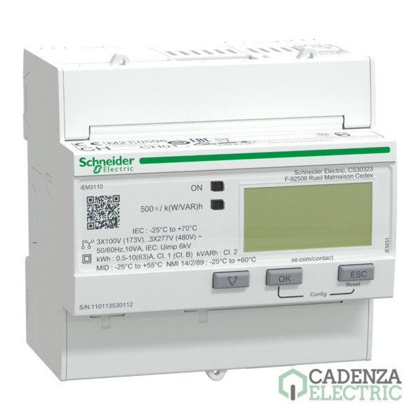 Contador trifásico hasta 63A con salida de pulsos ref. A9MEM3110 Schneider Electric