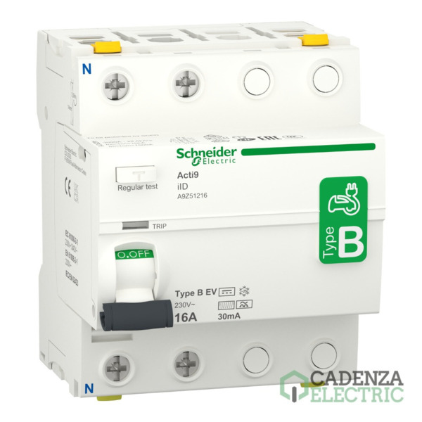 Diferencial Acti9 iID - 2P - 16A - 30mA - B EV type ref. A9Z51216 Schneider Electric