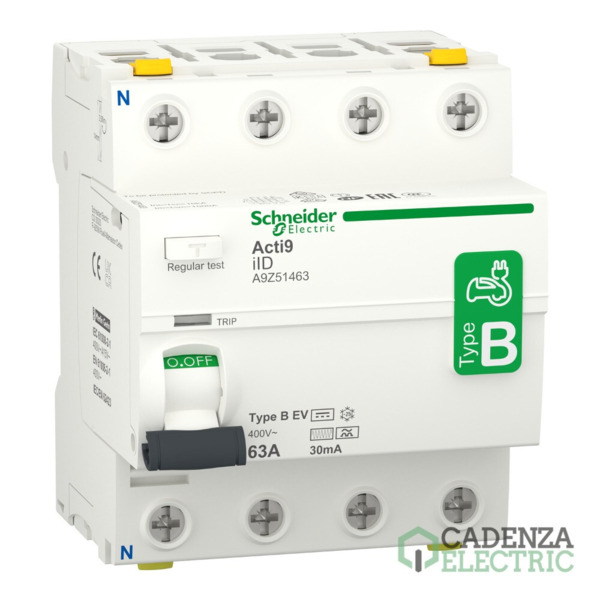 Diferencial Acti9 iID - 4P - 63A - 30mA - B EV type ref. A9Z51463 Schneider Electric
