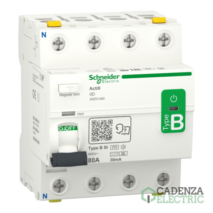 Compra Diferencial Acti9 iID - 4P - 80A - 30mA - B-SI type ref. A9Z61480 Schneider Electric al mejor precio | Cadenza Electric