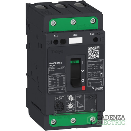Compra Disyuntor de motor, Tesys GV4, 3 P, 115 A, Icu 50 kA, termomagnético, terminales de Everlink ref. GV4PE115N Schneider Electric al mejor precio | Cadenza Electric