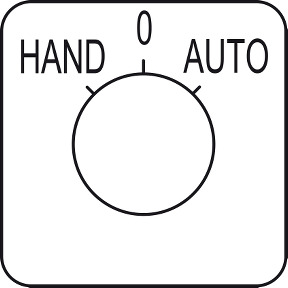 etiqueta para conmutador de levas MANUAL-O-AUTO - 45 x 45 mm ref. KZ18434 Schneider Electric [PLAZO 3-6 SEMANAS]