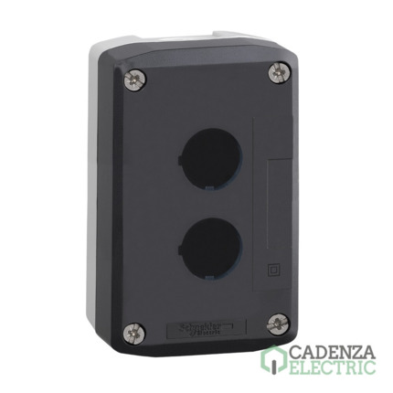 Compra Harmony XALD, XALK - Caja vacía, plástico, tapa gris oscura, para pulsador ø 22, 2 orificios ref. XALD02 Schneider Electric al mejor precio | Cadenza Electric